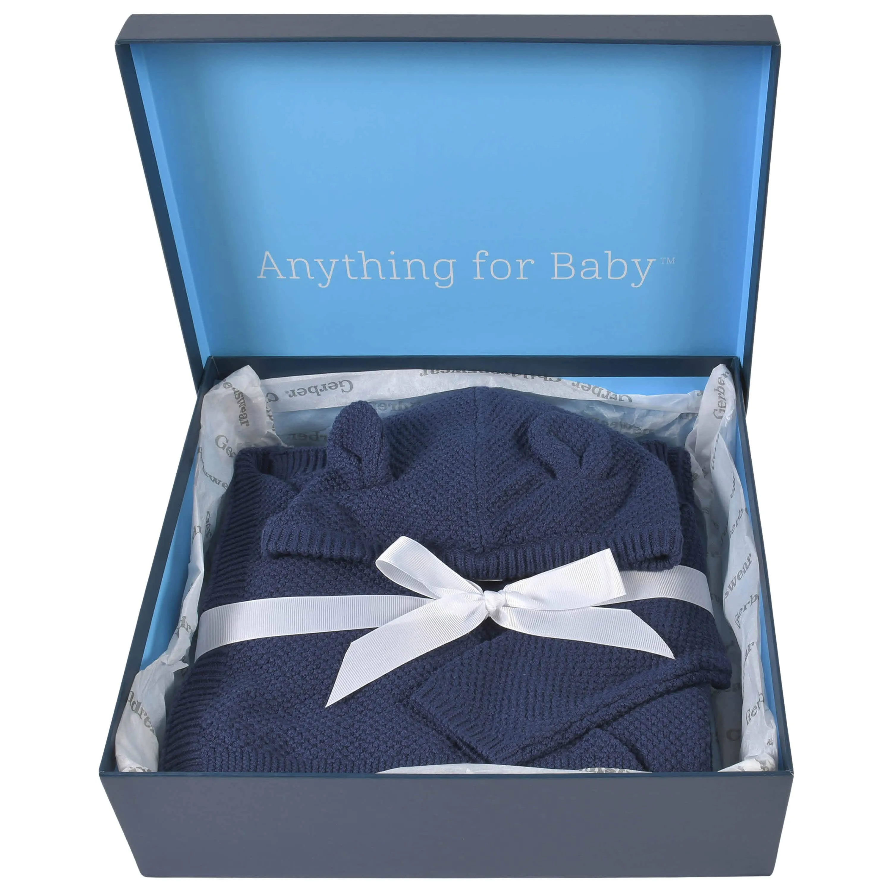 3-Piece Baby Boys Navy Knit Outfit & Blanket Set