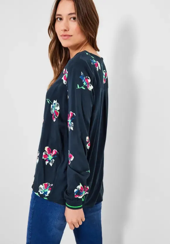 343788- Printed Blouse-Navy-Cecil