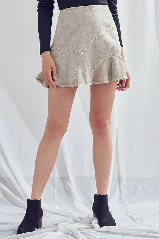 A-LINE DENIM PATCH MINI SKIRT