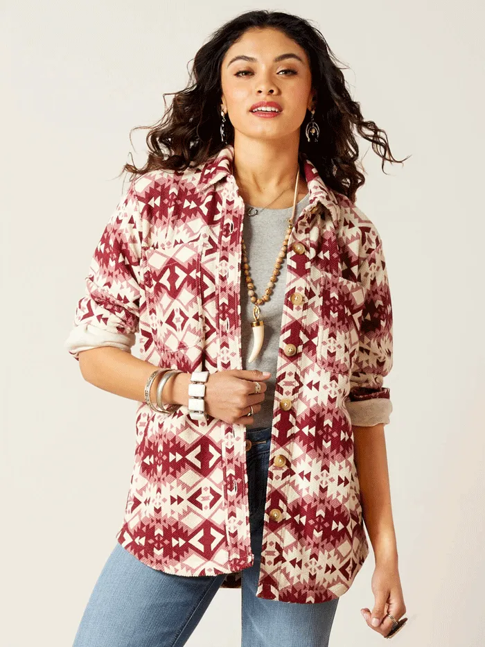 Ariat 10046274 Womens Fillmore Southwest Print Shirt Jacket Red