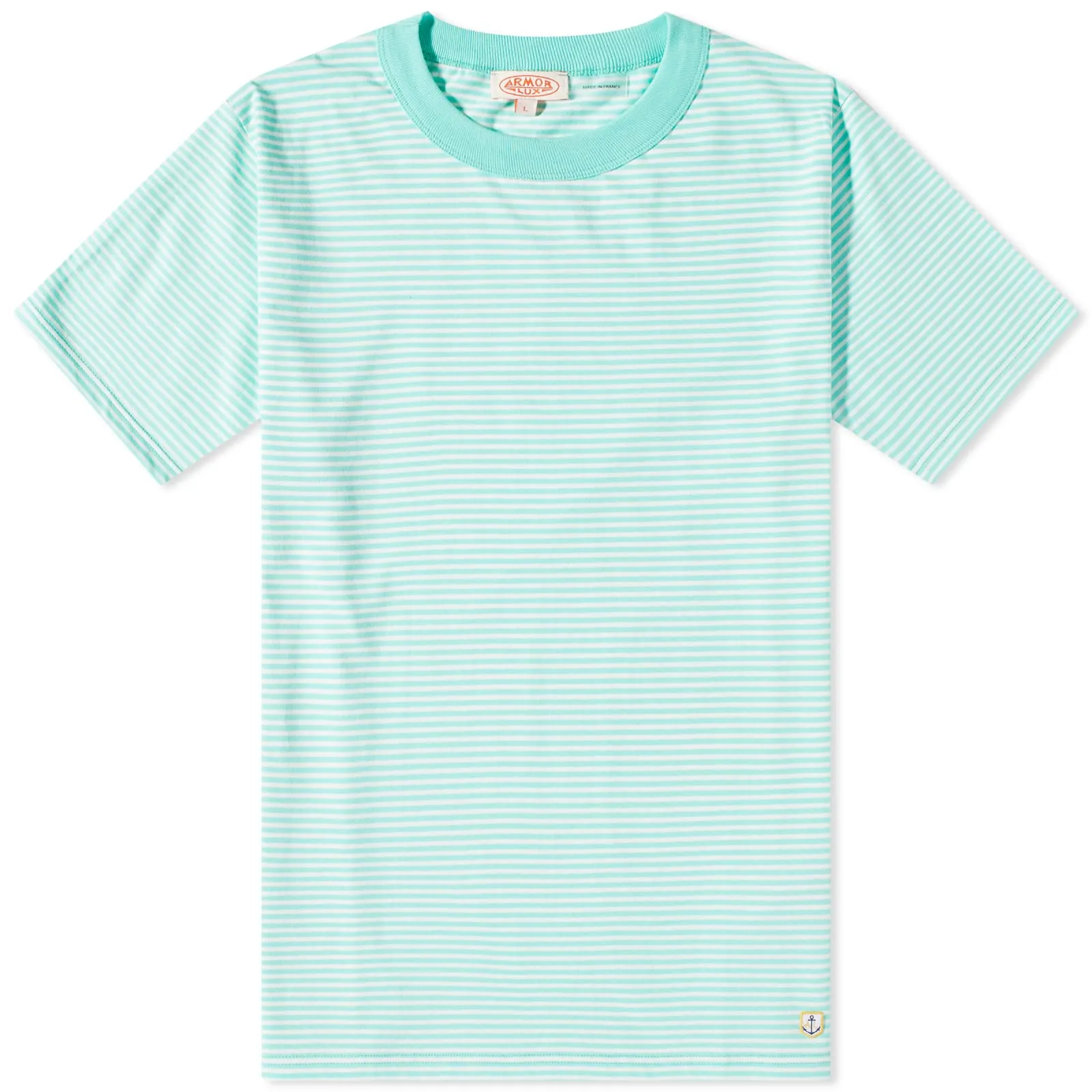 Armor-Lux 59643 Organic Stripe T-ShirtMilk & Mint Green