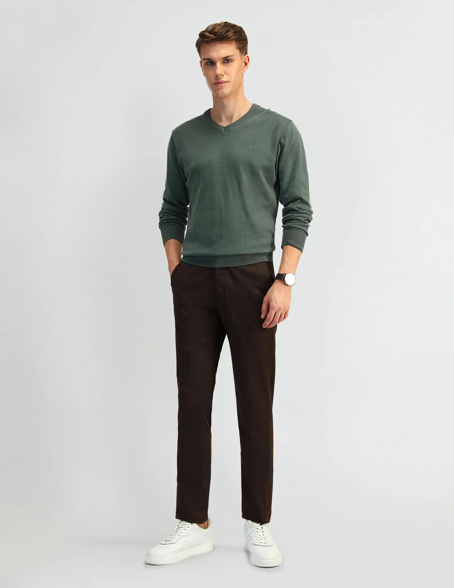 Arrow Solid Regular Fit Sweater