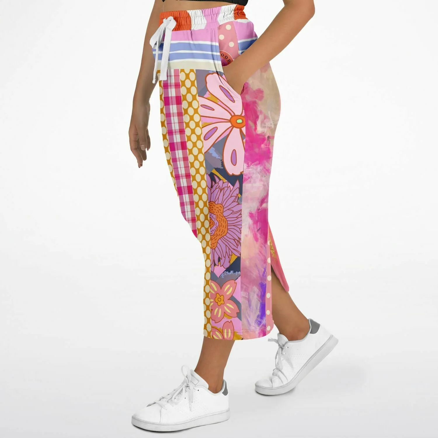 Bahama Mama Pink Patchwork Floral Eco-Poly Long Pocket Skirt