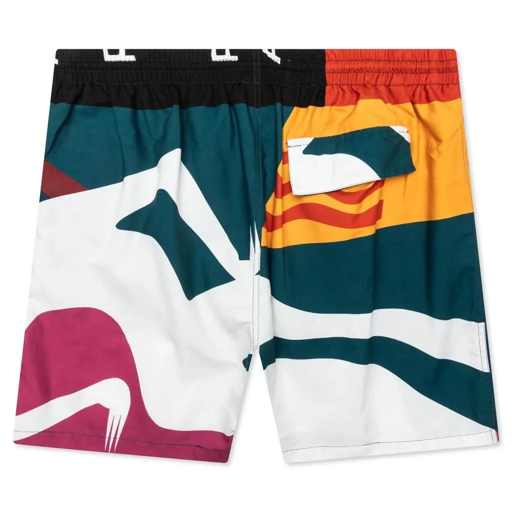 Beached in White Swim Shorts - Multi