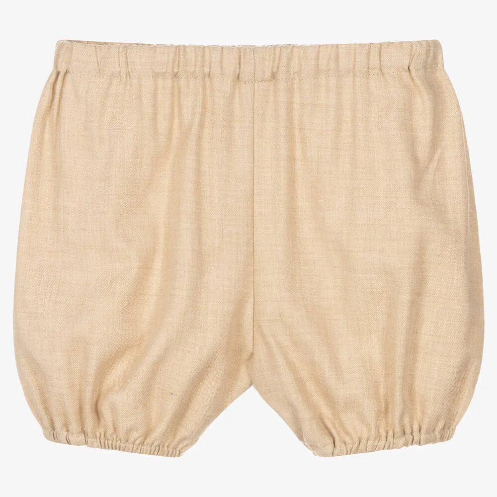 Beige Cotton Bloomer Shorts