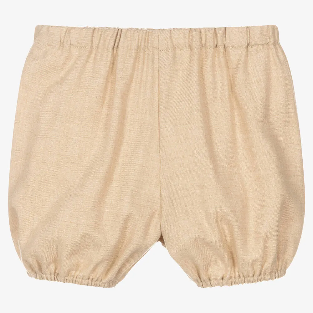 Beige Cotton Bloomer Shorts