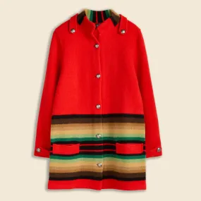 Birdseye Jacquard Sweater Jacket - Red Multi