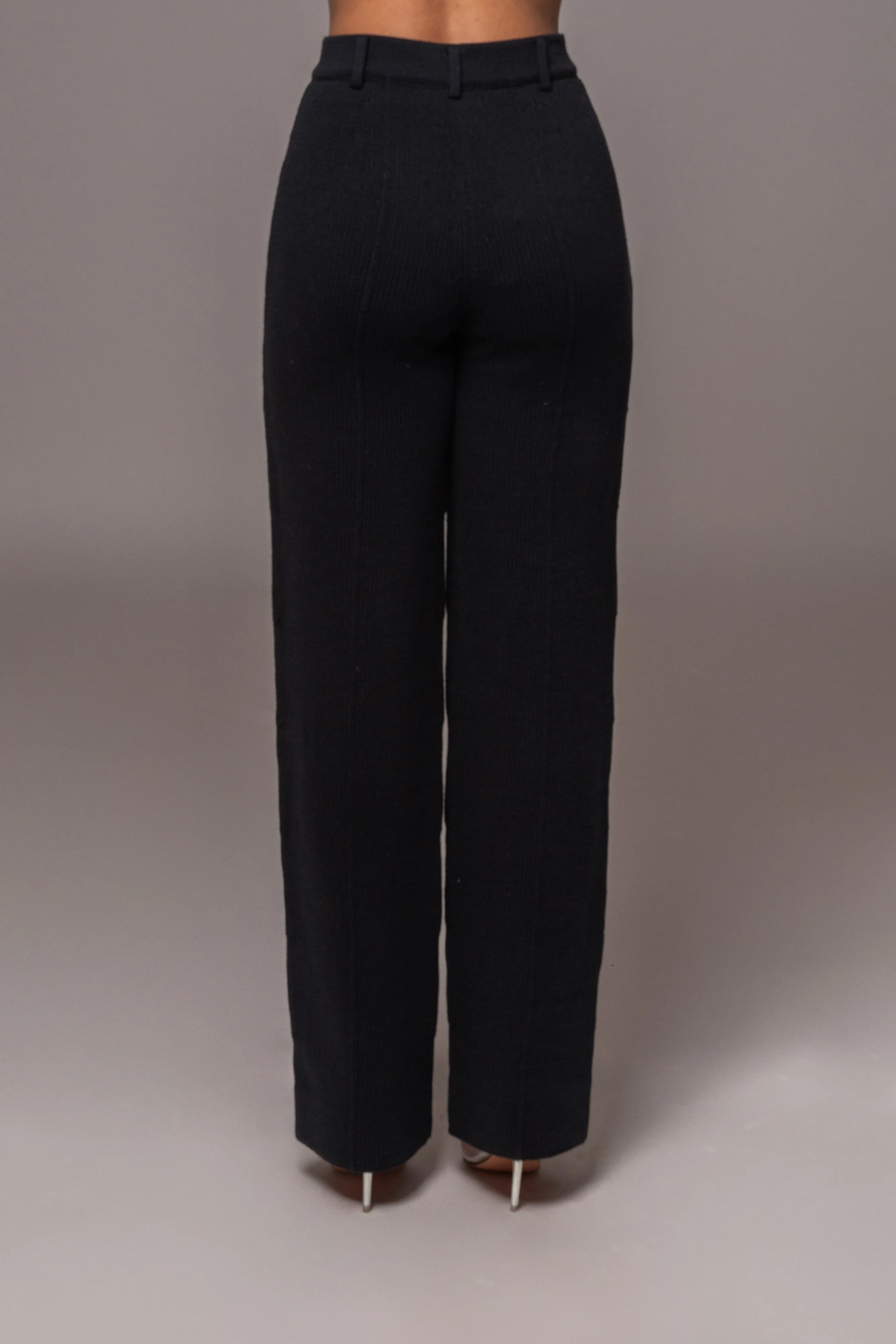 Black Back In Business Knit Trousers