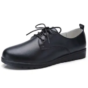 Black plain casual lace up shoe sneaker