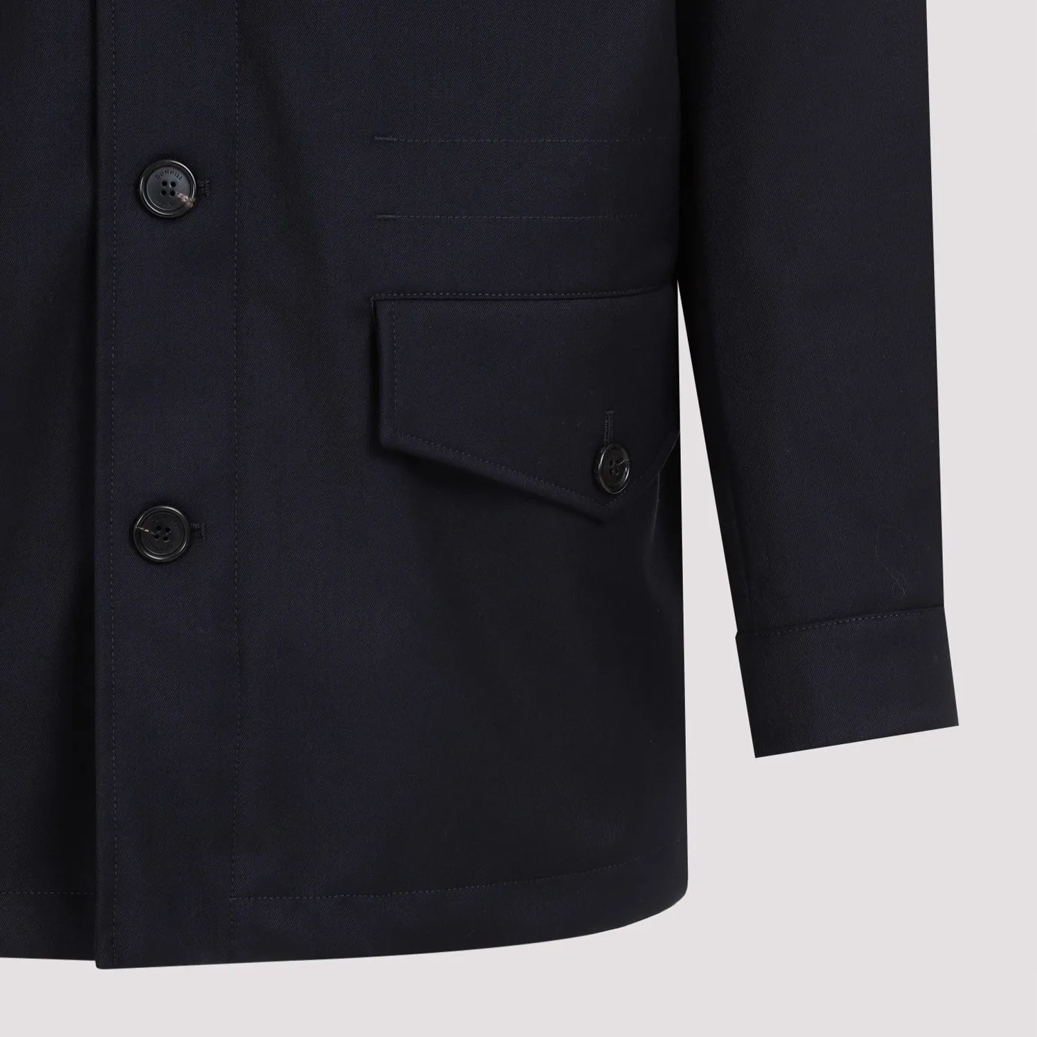 Blue Dark Ink Wool Tech Field Jacket