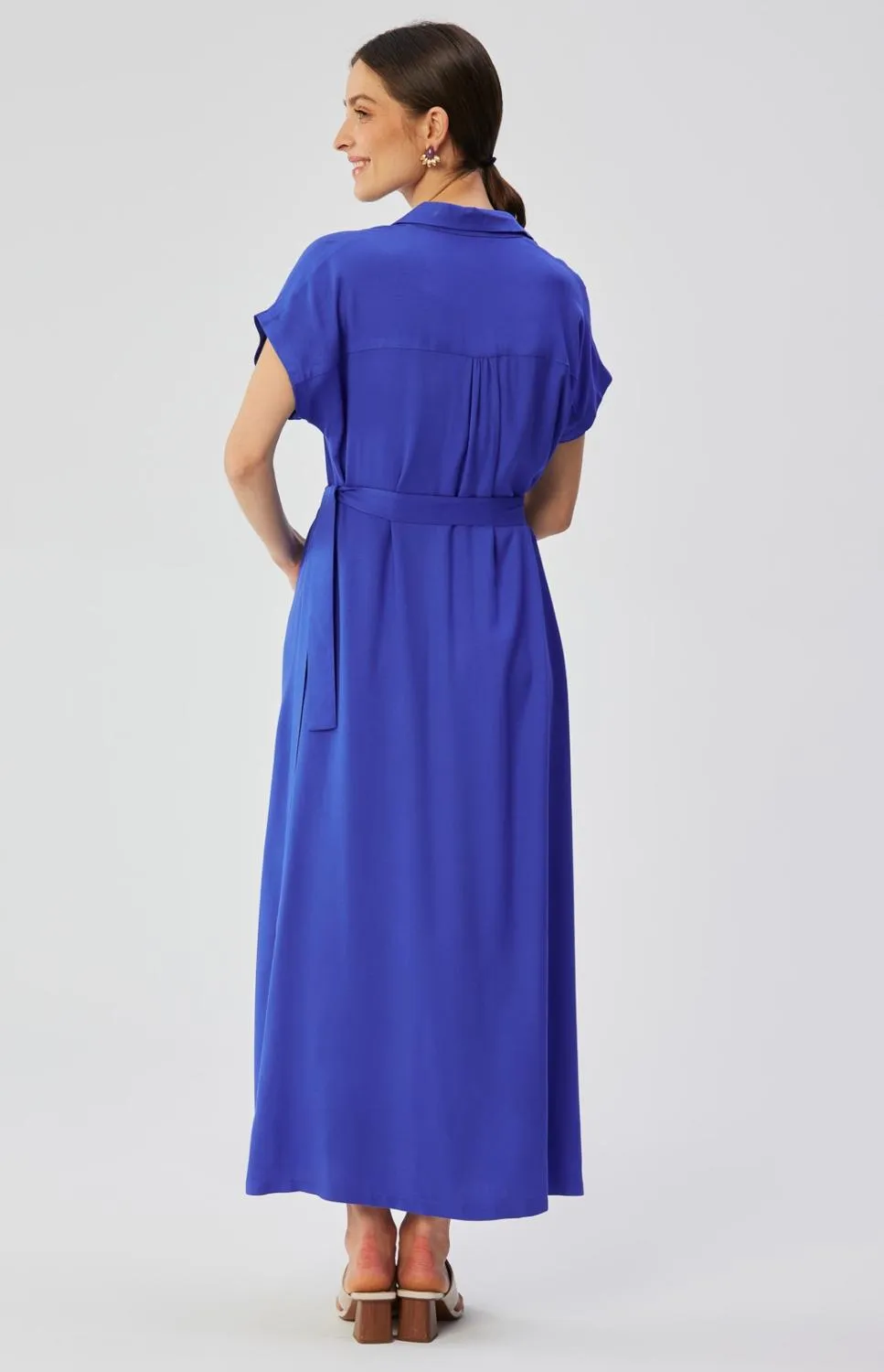 Blue maxi shirt dress