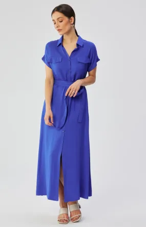 Blue maxi shirt dress