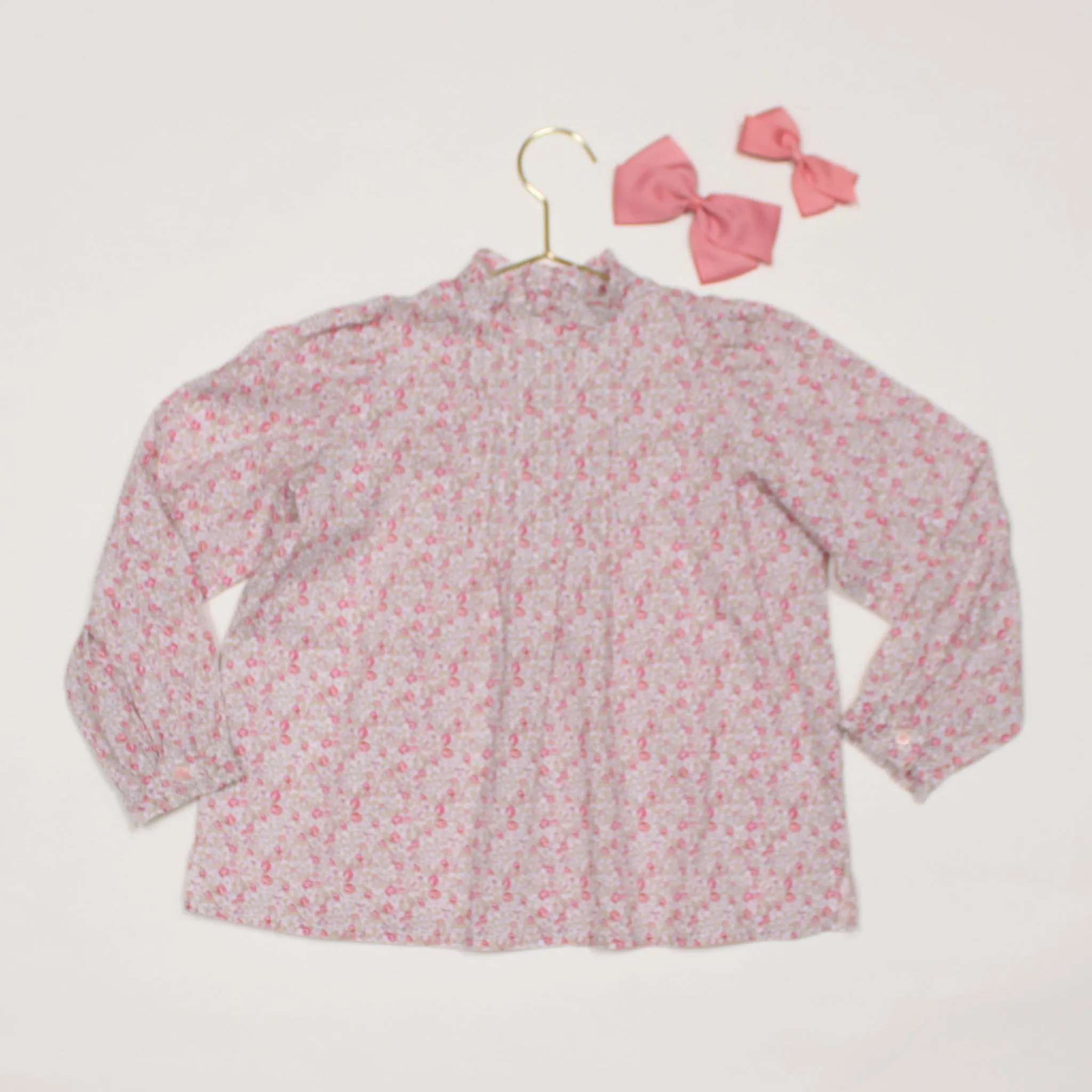 Bonpoint Liberty Print Blouse With High Frilled Neckline