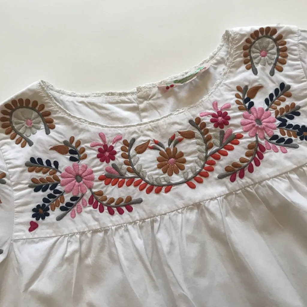 Bonpoint White Summer Blouse With Embroidery