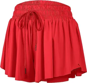 Butterfly Red Flowy Shorts