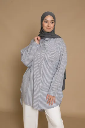 Camisa oversize rayas gris