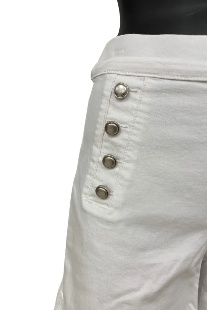 Charlie B White Shorts With Buttons Placket On Front - C8054 615A