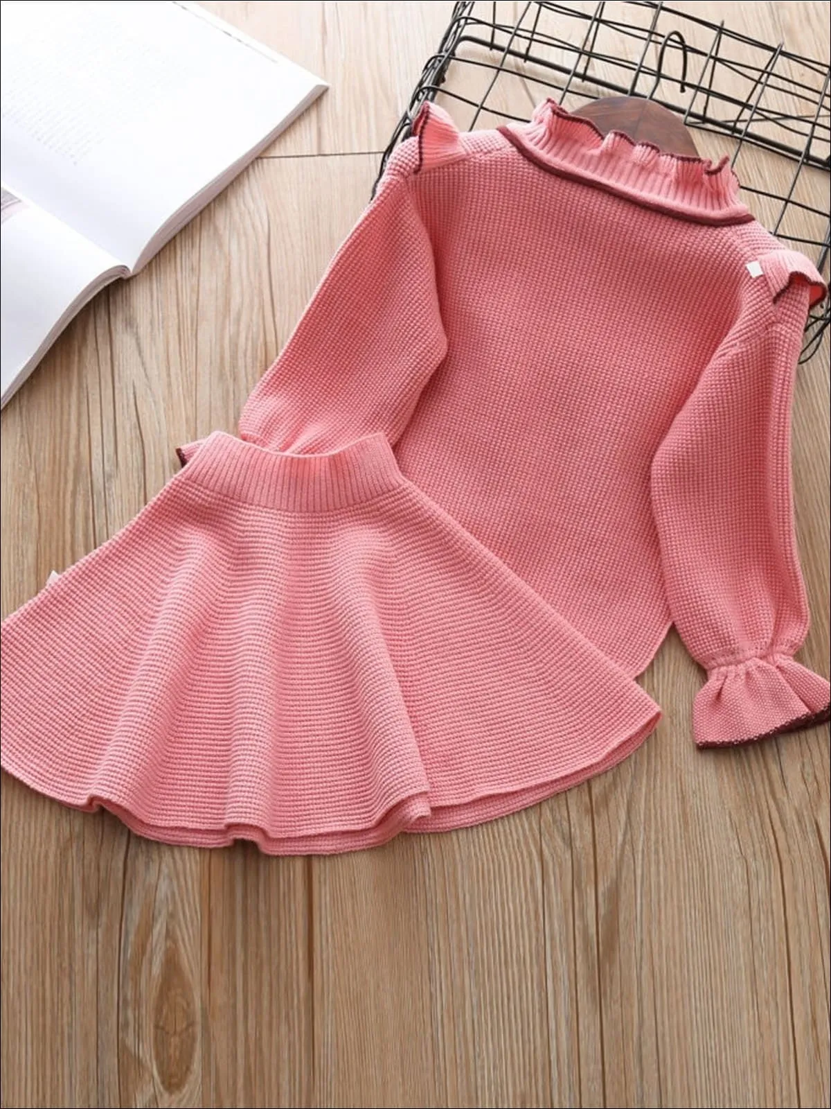 Class Act Ruffle Bib Cardigan And Skirt Set