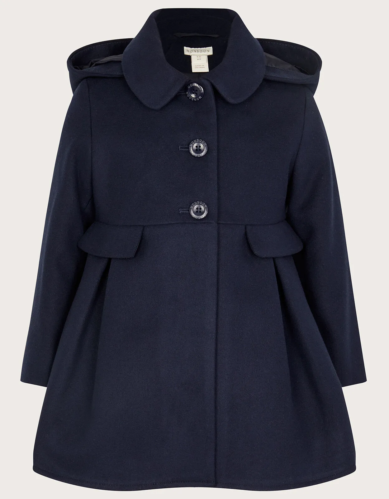 Collar Hooded Coat Blue