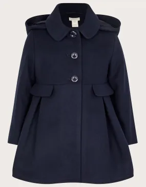 Collar Hooded Coat Blue