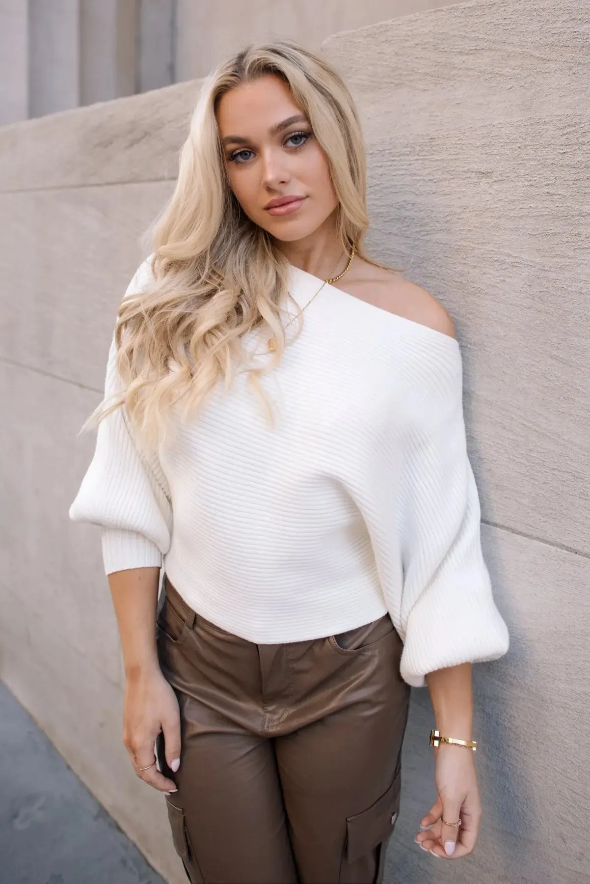 Cora Ivory Rib Knit Sweater - Final Sale