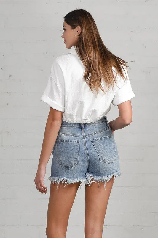 Crossover Premium Denim Mom Shorts