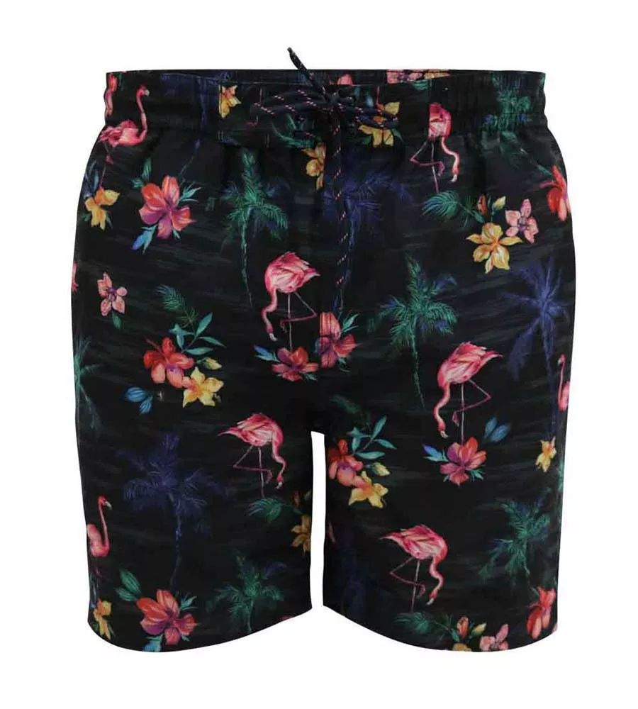 D555 Big Mens Flamingo and Palm Tree Printed Swim Shorts (CAMPTON)