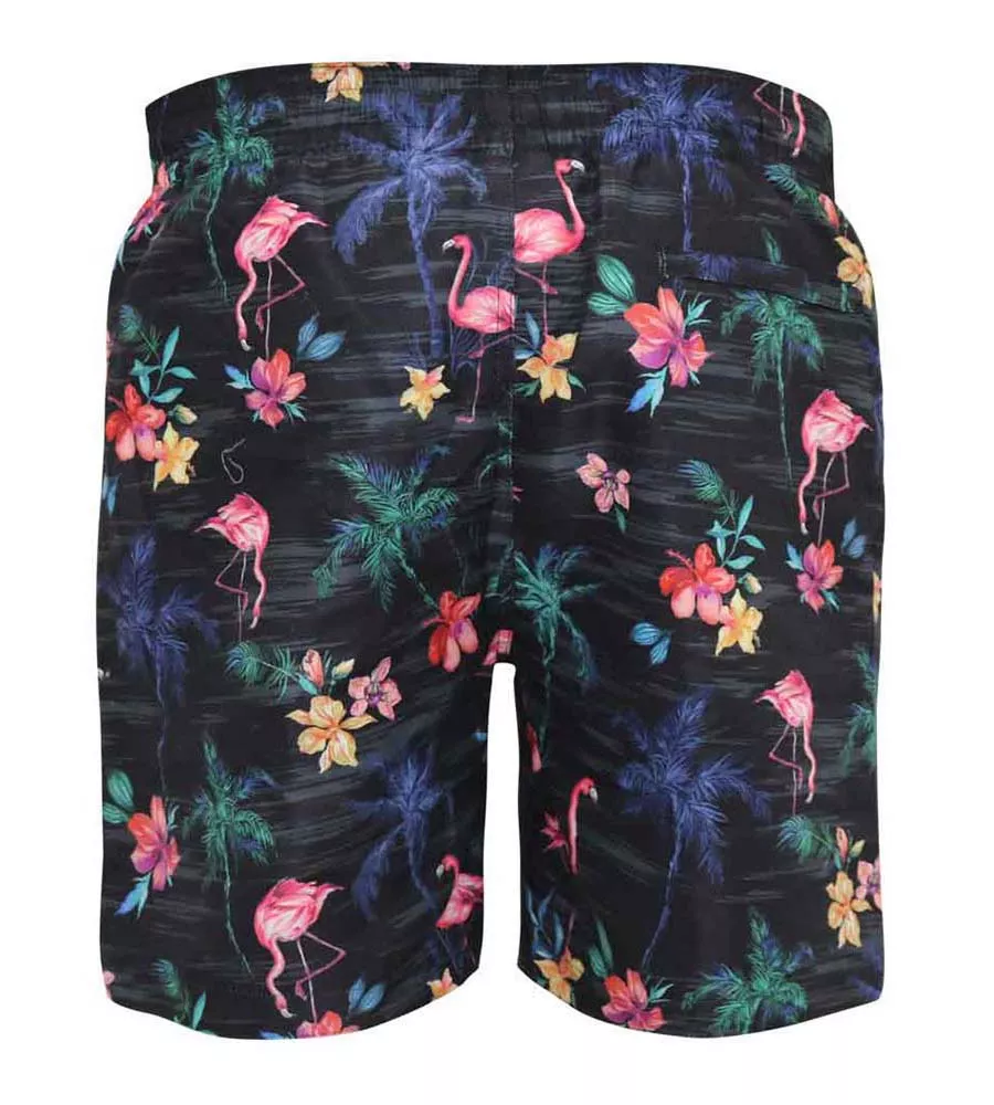 D555 Big Mens Flamingo and Palm Tree Printed Swim Shorts (CAMPTON)