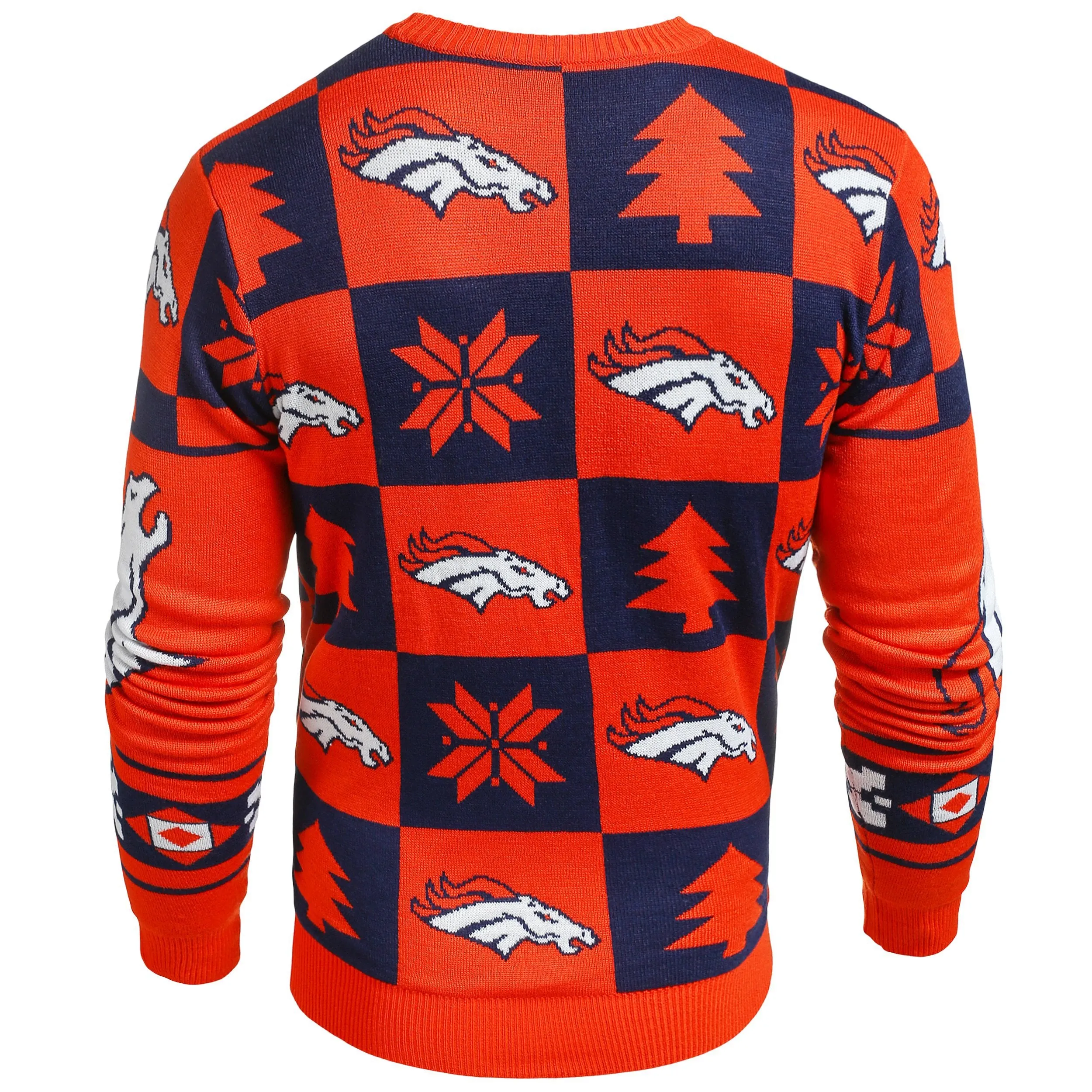 Denver Broncos NFL Forever Collectibles Orange & Navy Knit Patches Ugly Sweater