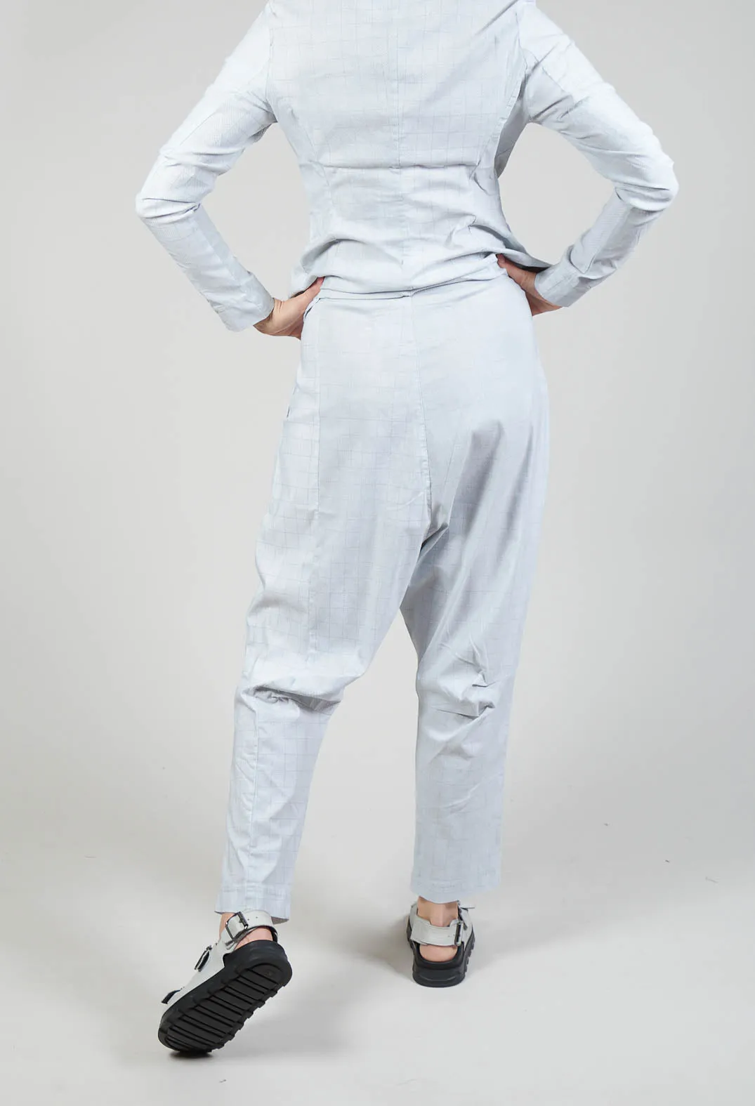 Drop Crotch Pull On Trousers in Placed Grey Print