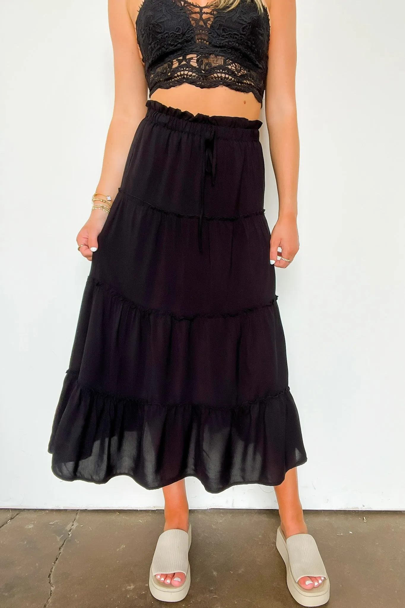 Effortless Intention Ruffle Tiered Maxi Skirt