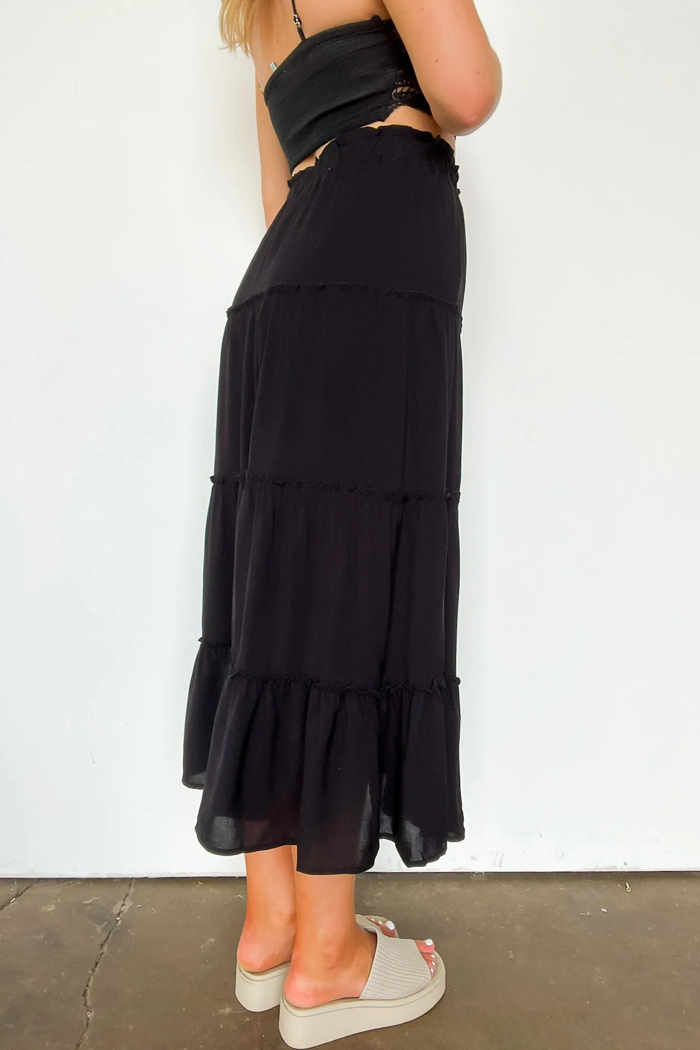 Effortless Intention Ruffle Tiered Maxi Skirt