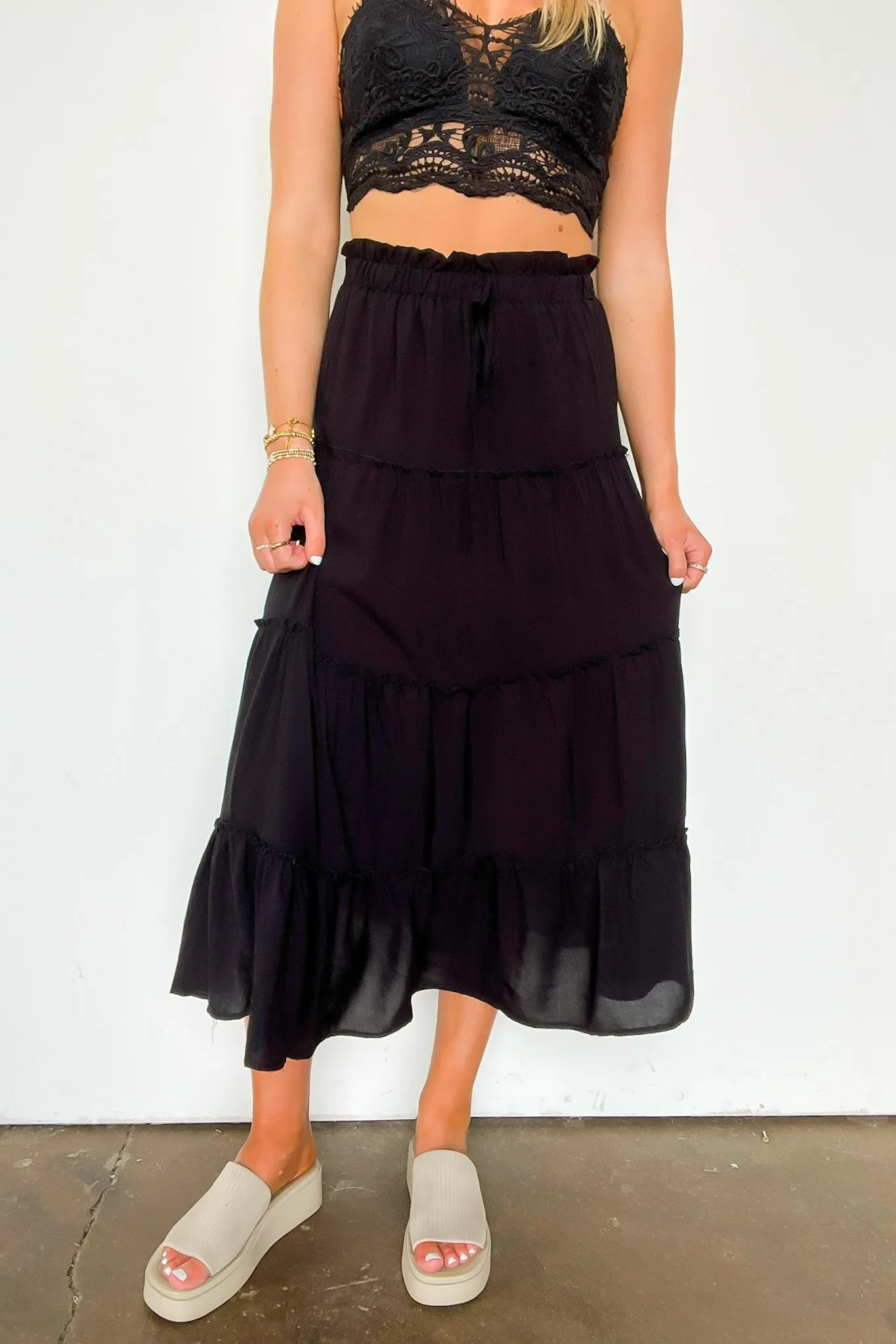 Effortless Intention Ruffle Tiered Maxi Skirt