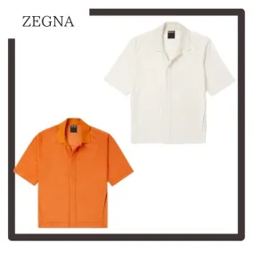 Ermenegildo Zegna  |Silk Plain Cotton Short Sleeves Luxury Shirts