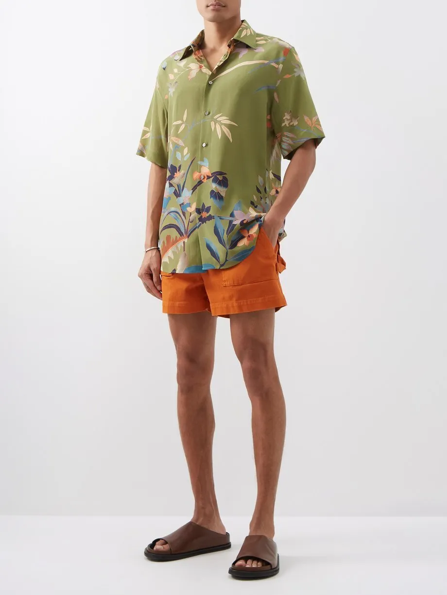 ETRO  |Flower Patterns Silk Short Sleeves Luxury Shirts