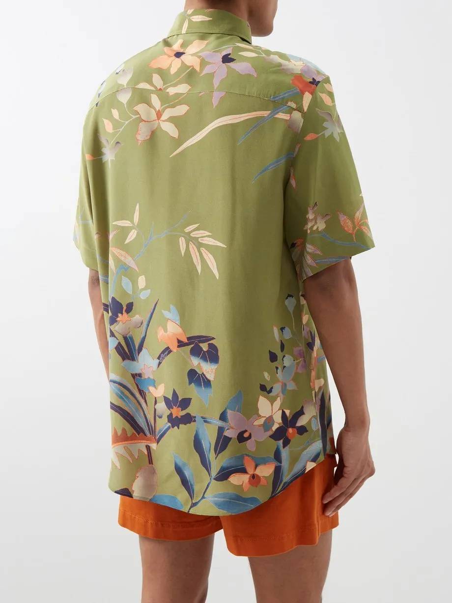 ETRO  |Flower Patterns Silk Short Sleeves Luxury Shirts