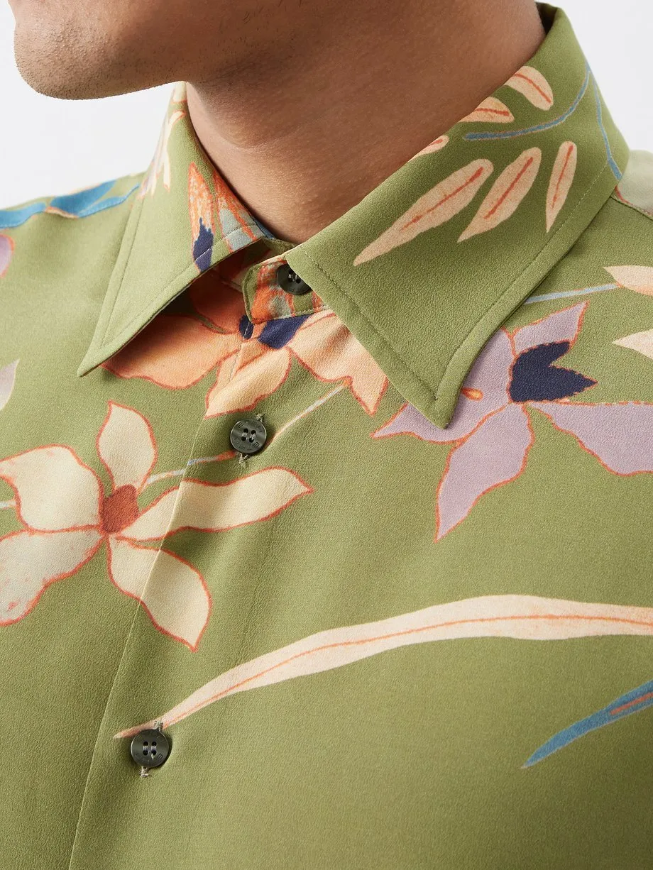 ETRO  |Flower Patterns Silk Short Sleeves Luxury Shirts