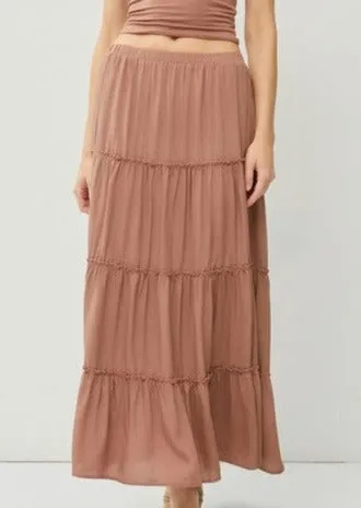 FINAL SALE - Brown Tiered Maxi Skirt