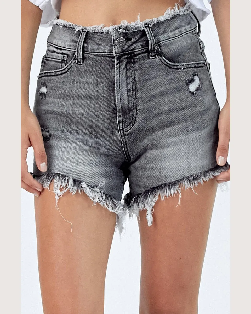 Frayed Waist and Hem Shorts