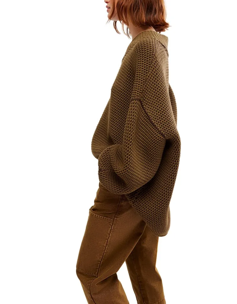 Free People Maisie Sweater - Olive Fudge Combo