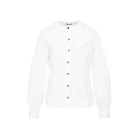 Ganni Ruffled Oversize-Collar Shirt