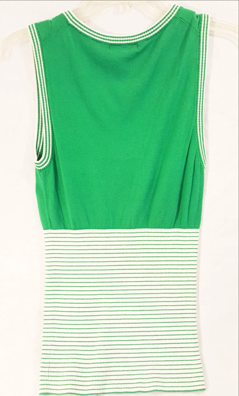 Green and White Sweater Vest