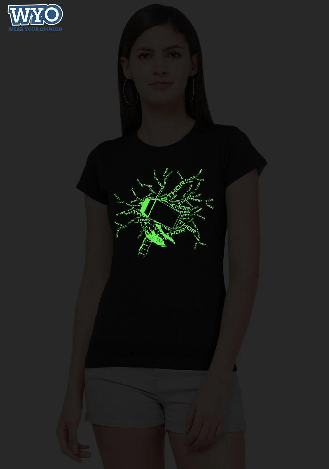 Hammer Typo Thor (Glow In Dark) Women Tshirt