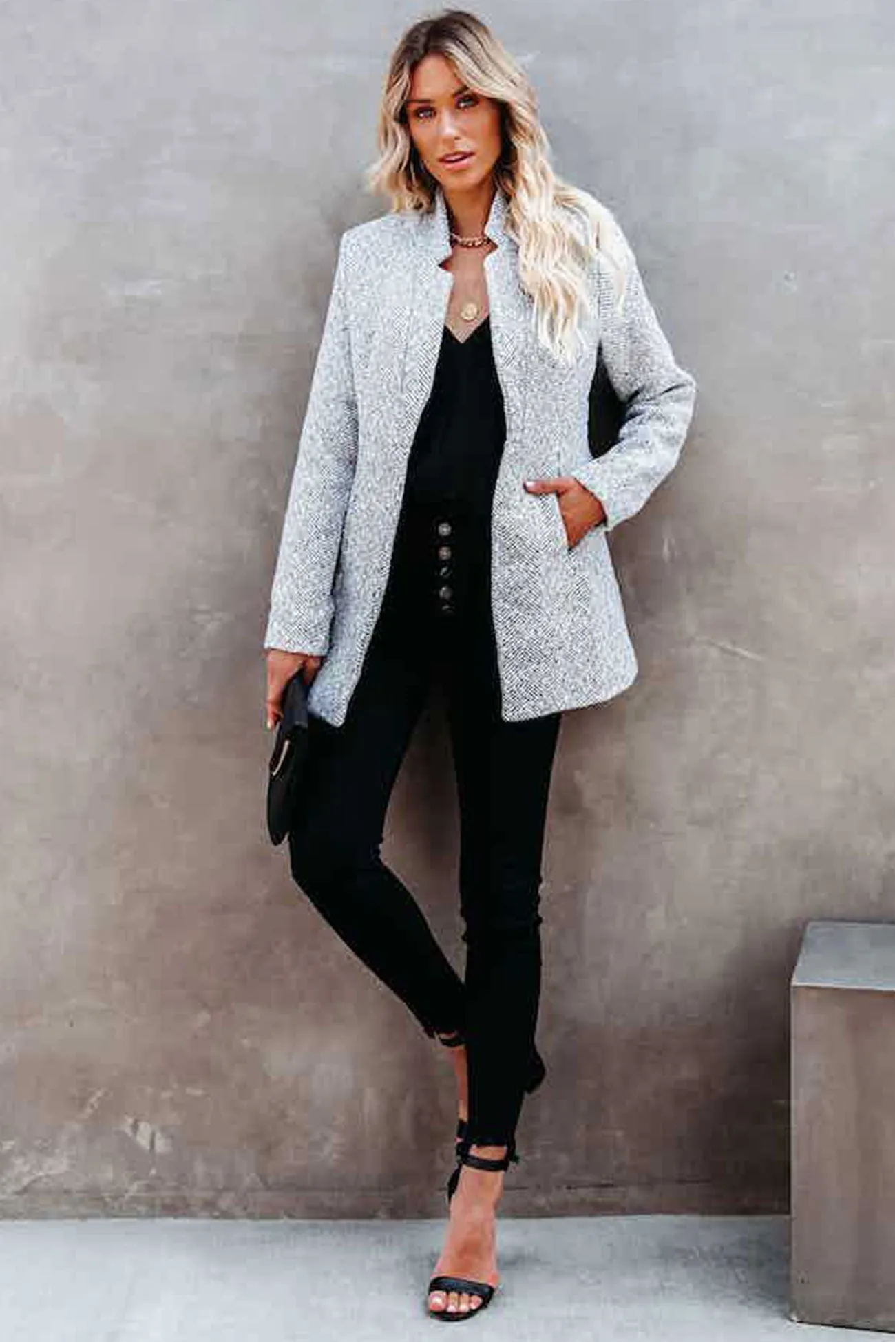 Heather Grey Pocketed Coat