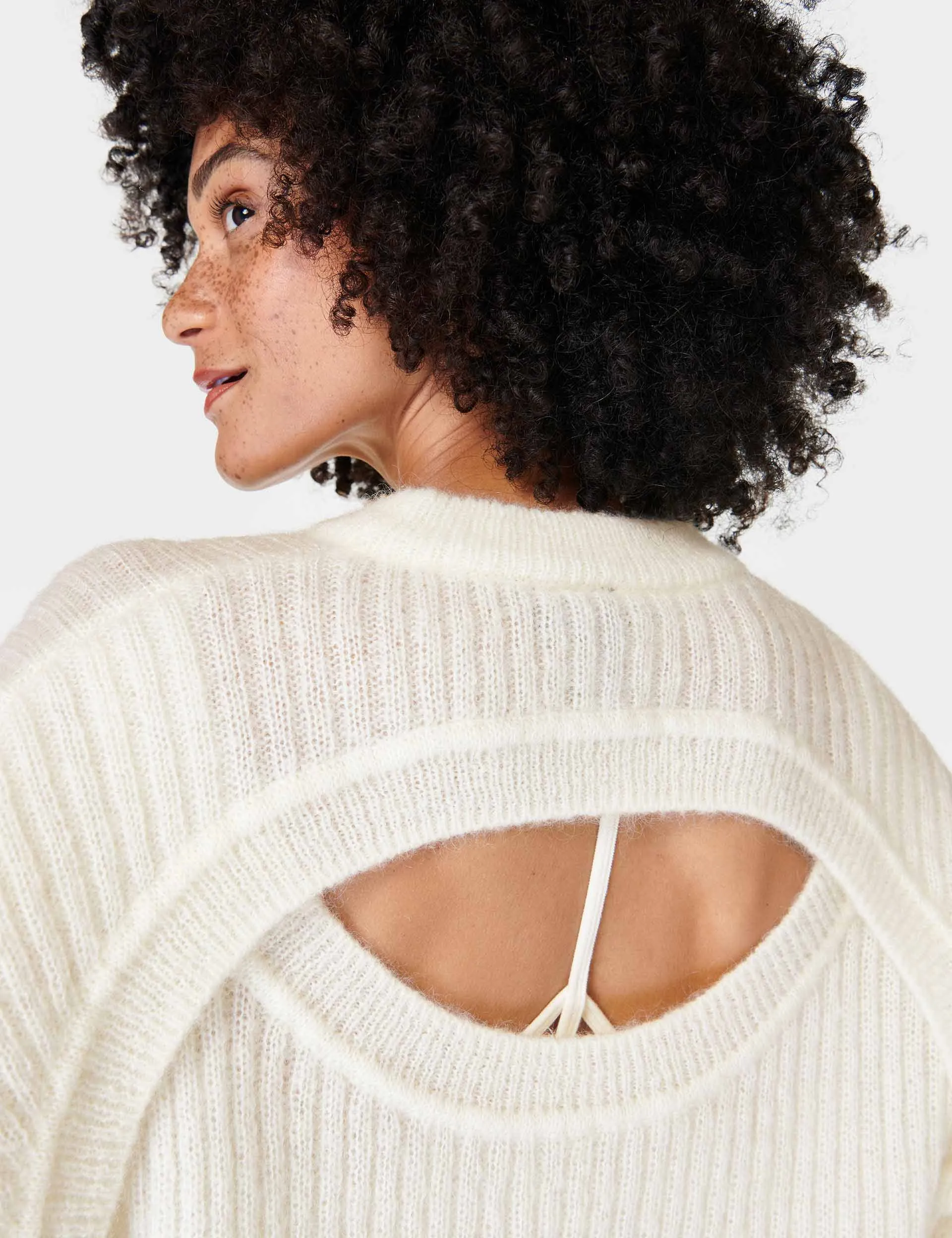 Hera Open Back Sweater - Lily White