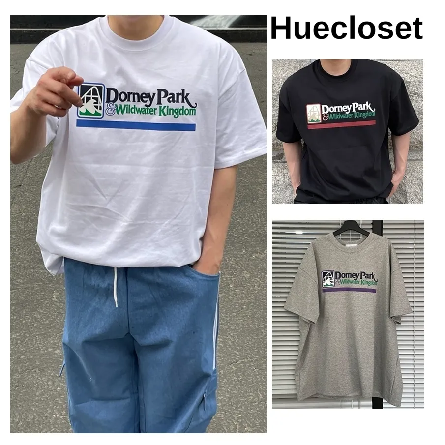 HUE  |Unisex Street Style Plain Oversized Logo T-Shirts