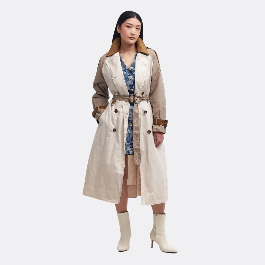 Ingleby Showerproof Trench Coat (Oatmeal + Summer Navy Northumberland)