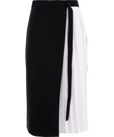 Izabela Mandoiu Women's Black Jersey Pleated Skirt With Pleated White Panel