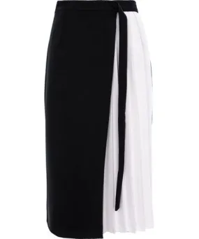 Izabela Mandoiu Women's Black Jersey Pleated Skirt With Pleated White Panel