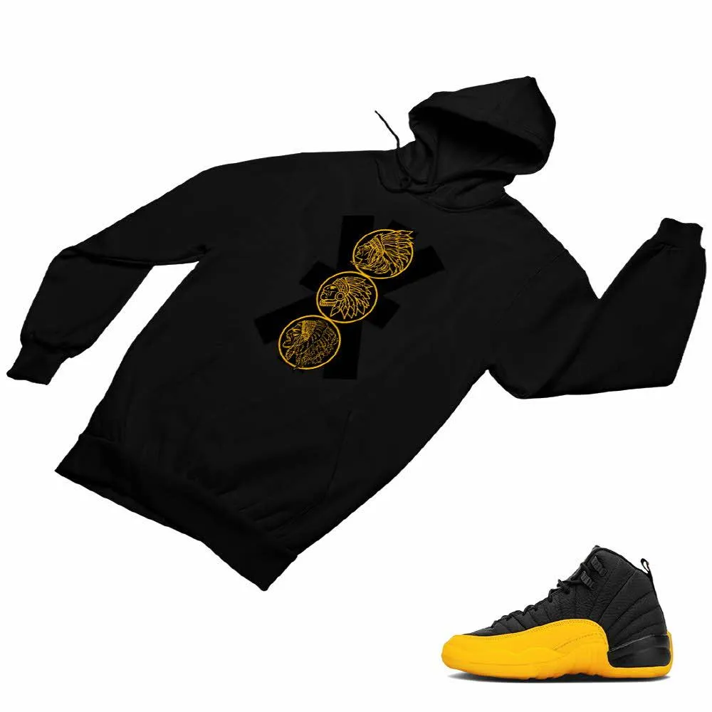 Jordan 12 University Gold Matching Custom Designed Hoodies JD 12-17-8